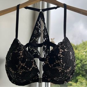 VICTORIA’S SECRET size 34B lace push-up bra “very sexy” model (black and blush)